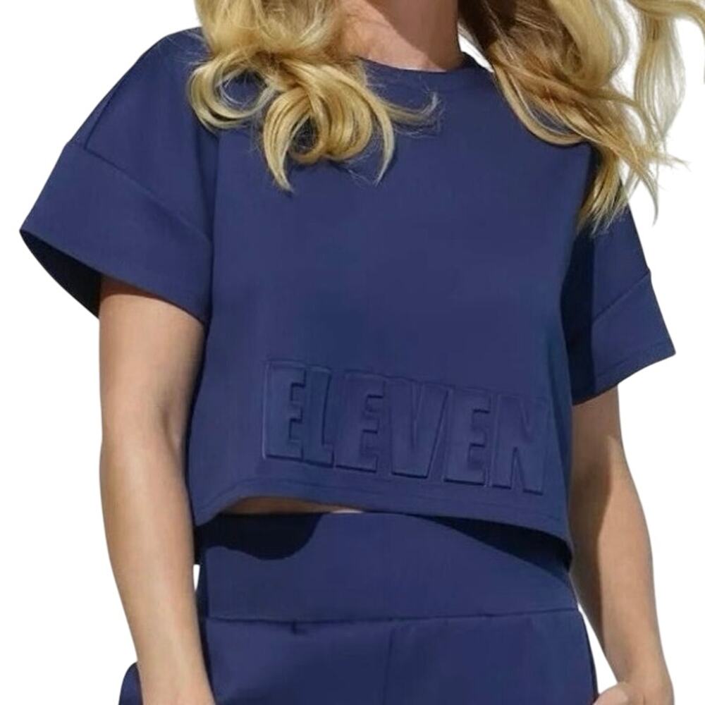 EleVen by Venus Williams Navy Cropped Tee Size XL New with Tag MSRP $88